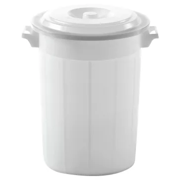 Takarmány tároló, fedővel 70 l, fehér