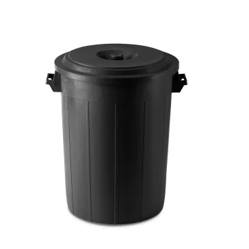 Takarmánytároló, fedővel, 70 l, fekete