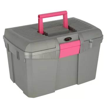  Siena lóápoló doboz, kivehető belső résszel, szürke/pink