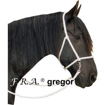  F.R.A. Gregor pamut kötőfék kantár, szárral univerzális méret "E" natur/fekete