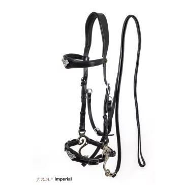 FRA Imperial fekete bőr barokk kantár hackamore-al