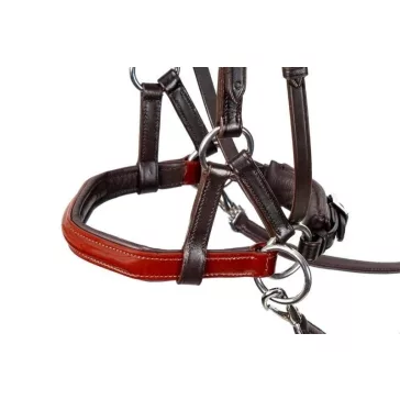 FRA Isabel barna lakkbőr sidepull kantár szett szárral