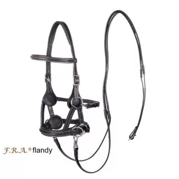   F.R.A. Flandy sidepull kantár  (syst.3) fekete bőr, szárral