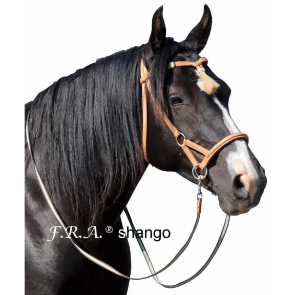 F.R.A. Shango sidepull kantár, western look, natúr bőr full 