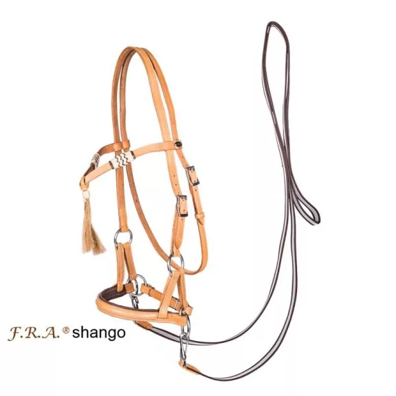 F.R.A. Shango sidepull kantár, western look, natúr bőr full 