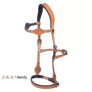   F.R.A. Dandy sidepull poncolt,kristályos bőr kantár szárral, natúr