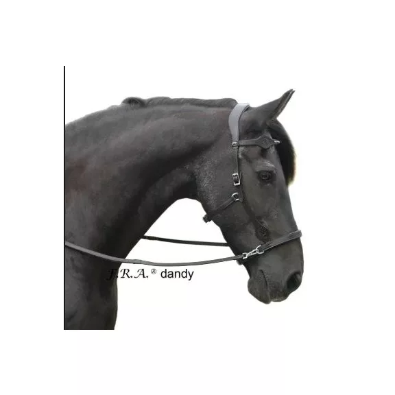 F.R.A. Dandy sidepull poncolt,kristályos bőr kantár szárral,fekete,full