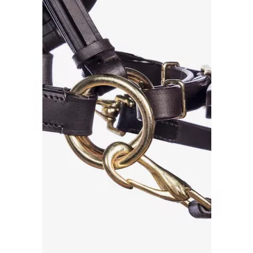   F.R.A. Pariba bőr sidepull kantár szárral és fonott orrésszel barna bőr, réz csatos