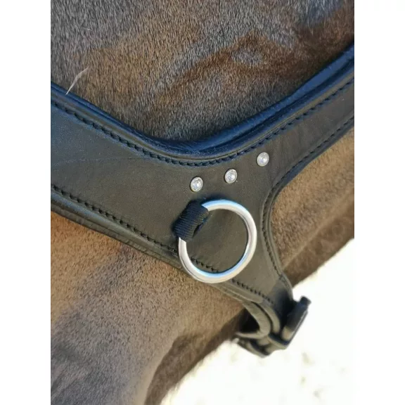 F.R.A. Rebecca strasszos sidepull bőr kantár puha szárral, fekete