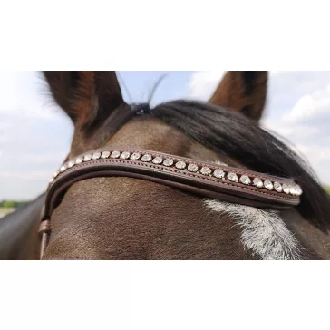   F.R.A. Rebecca strasszos sidepull bőr kantár puha szárral, barna