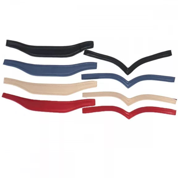 F.R.A. Aruba barna bőr sidepull kantár szárral és piros/kék/bézs/fekete alátétekkel cob