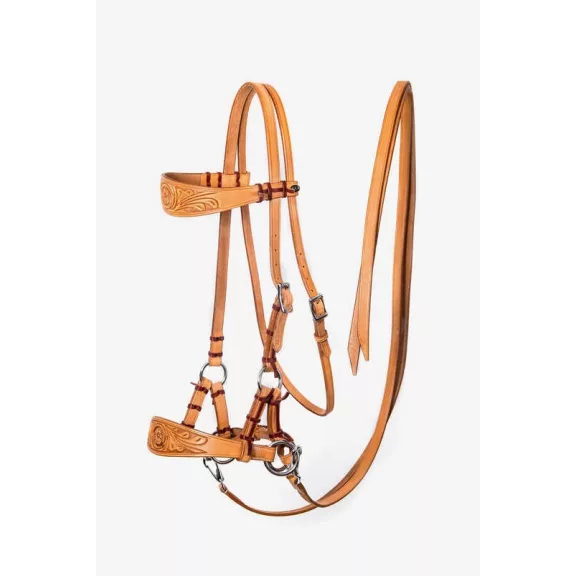 F.R.A. Diego natúr argentin bőr sidepull kantár, osztott szárral full 