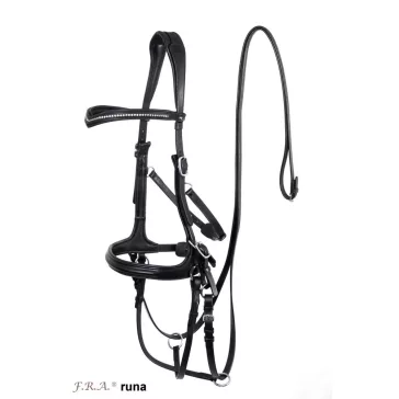 F.R.A. Runa kombi fekete bőr kantár szárral
