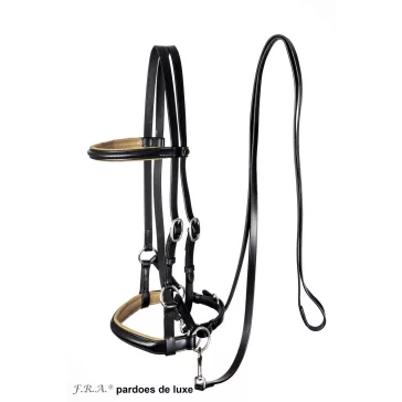   F.R.A. Pardoes de luxe sidepull kantár (syst.3) fekete-bézs leather, szárral