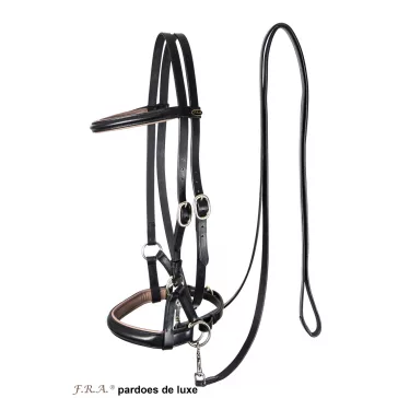   F.R.A. Pardoes de luxe sidepull kantár (syst.3) fekete-szürke leather, szárral