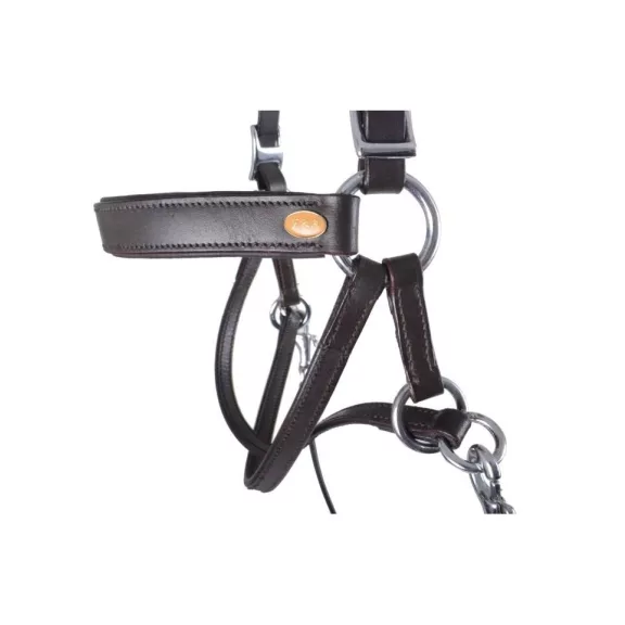 F.R.A. Janosh bőr zabla nélküli kantár bőrszárral (syst.4) barna réz csatos,cob