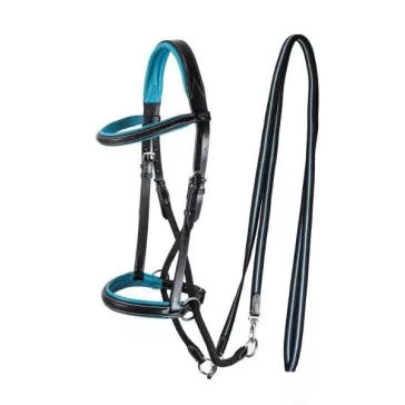   F.R.A. Dietsji zabla nélküli kantár szárral (syst.5) fekete kék díszítés