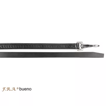   F.R.A. bueno bőr western osztott szár fekete, karabínerrel 360cm