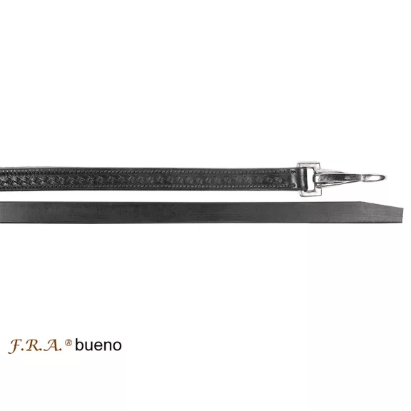 F.R.A. bueno bőr western osztott szár fekete, karabínerrel 360cm