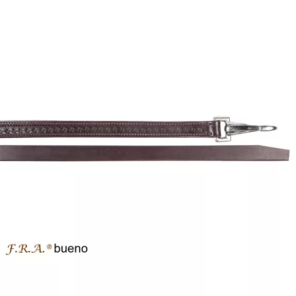 F.R.A. bueno bőr western osztott szár barna, karabínerrel 360cm