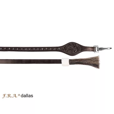   F.R.A. dallas bőr western osztott szár barna, karabínerrel 360cm