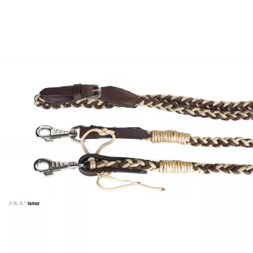   F.R.A. Tamar / polypropilén szár barna/beige körfonott, karabínerrel 300cm bőr végekkel