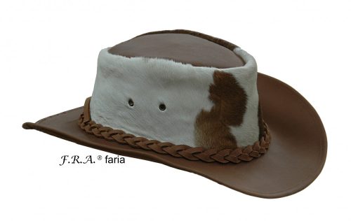 F.R.A. Faria / western kalap angol barna kombinált bőr 53/55cm S