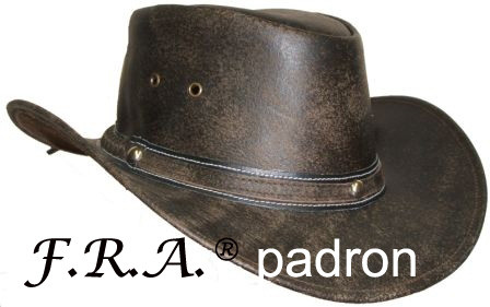 F.R.A. Padron / western kalap barna antique marhabőr 56-58cm M