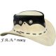 F.R.A. Macy / western kalap beige/fekete hasítottbőr 56-58 M