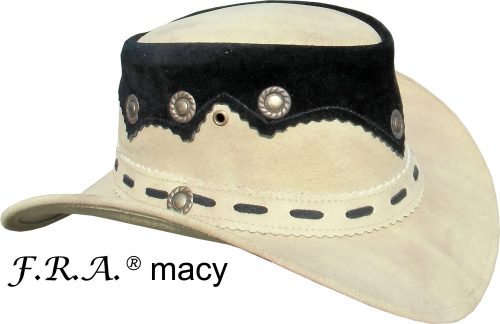 F.R.A. Macy / western kalap beige/fekete hasítottbőr 61-62 XL