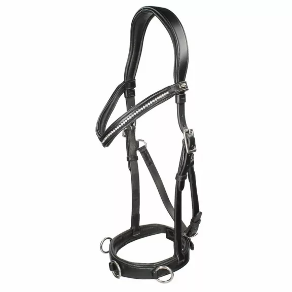 F.R.A. Wendy B / Cavesson, zabla nélküli kantár, fekete olasz bőr, bőr szár, méret cob