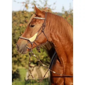 Barefoot Seneca 3az1-ben bőrdíszes kötőfék-kantár